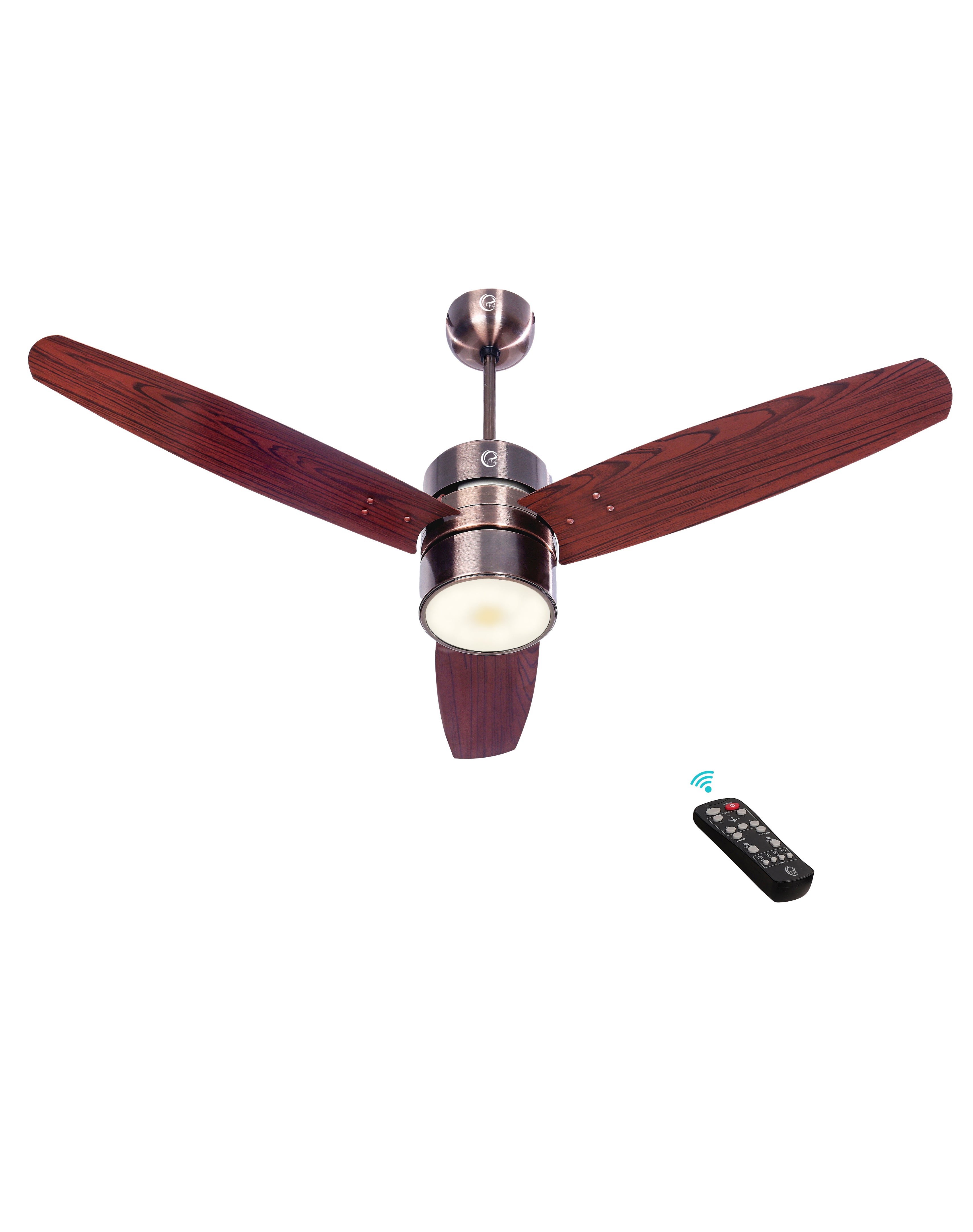 eFF4 Prosper 1200 mm 3 Blade 5 Star Ceiling Fan Remote Control with Light option (Brown, 30W)