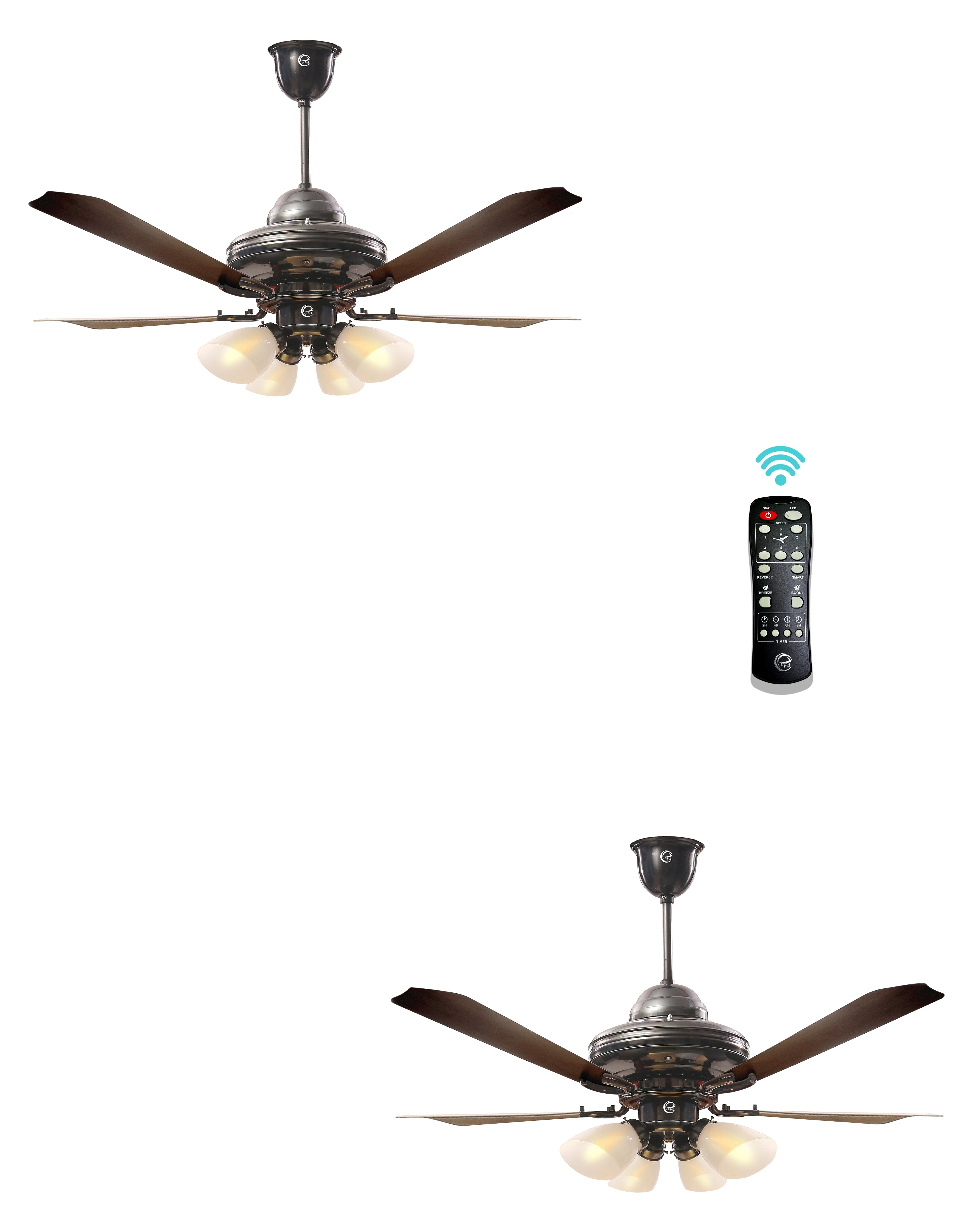 eff4 Atom 1200mm 4 star 4 blade 4 lights energy saving BLDC Ceiling fan With Remote (38W)