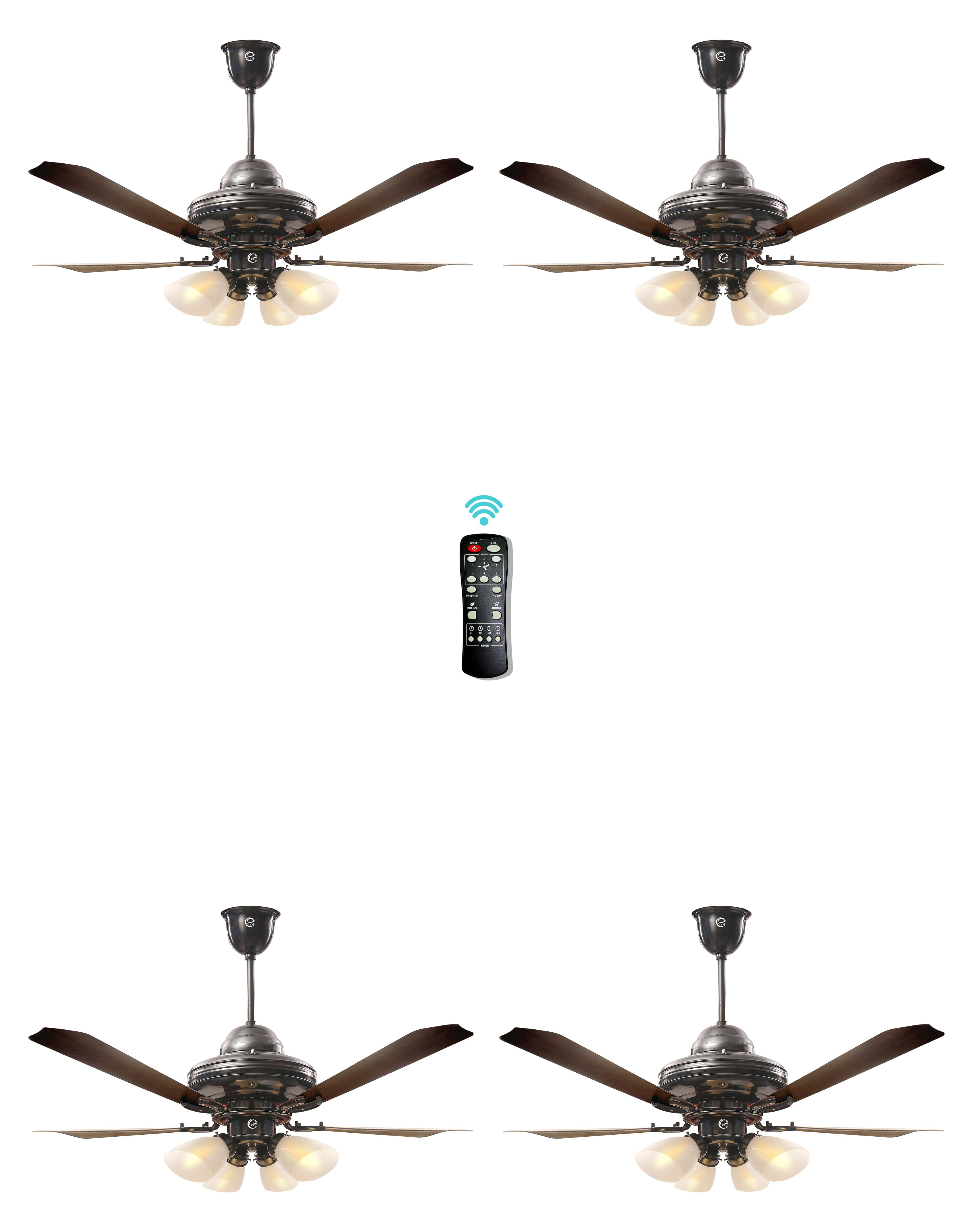 eff4 Atom 1200mm 4 star 4 blade 4 lights energy saving BLDC Ceiling fan With Remote (38W)