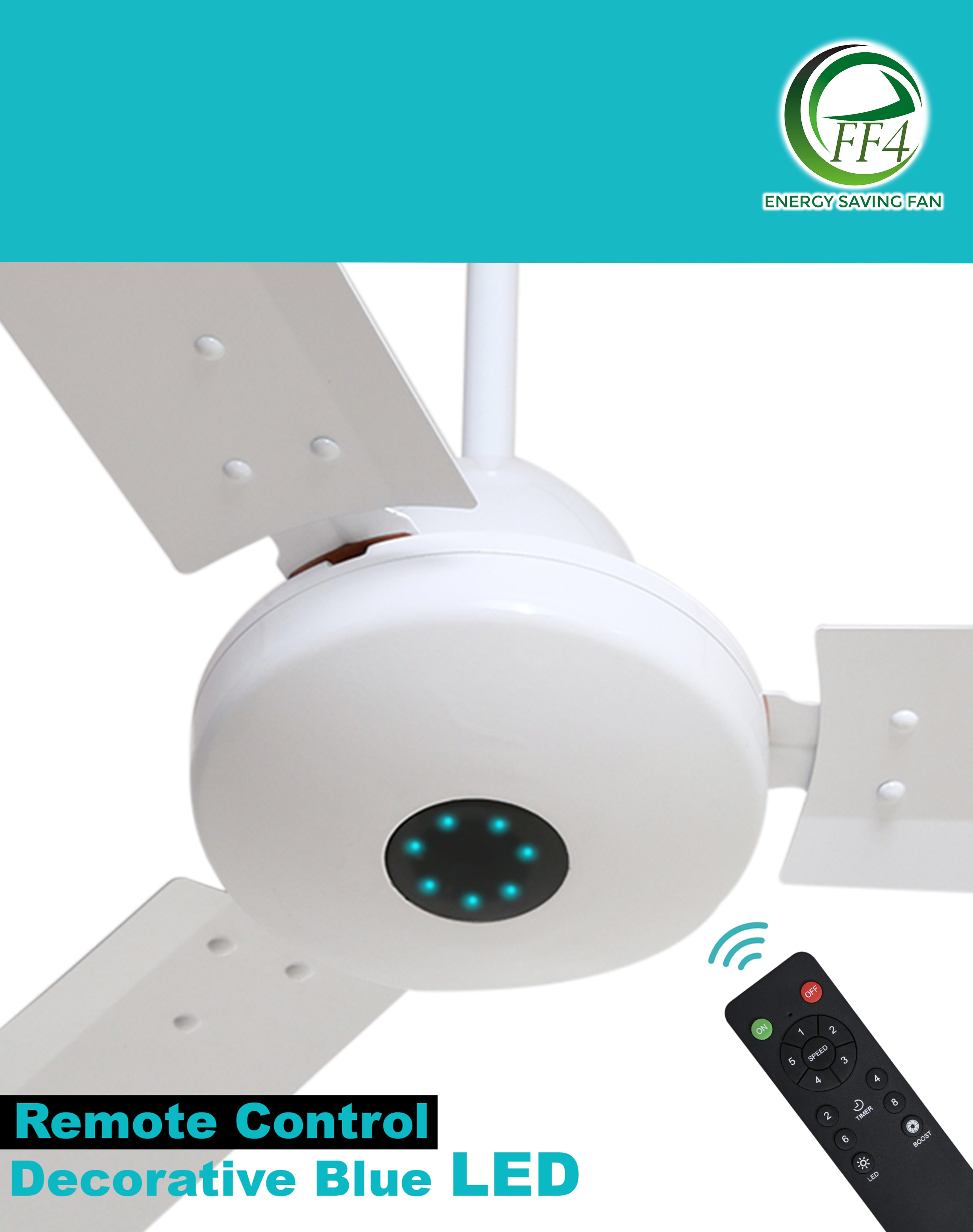 eFF4 Sino1200 mm 3 Blade 5 Star power Saving Ceiling fan with BLDC Motor | Remote control | Decorative Fan with Lights | High Air Flow (Classic)