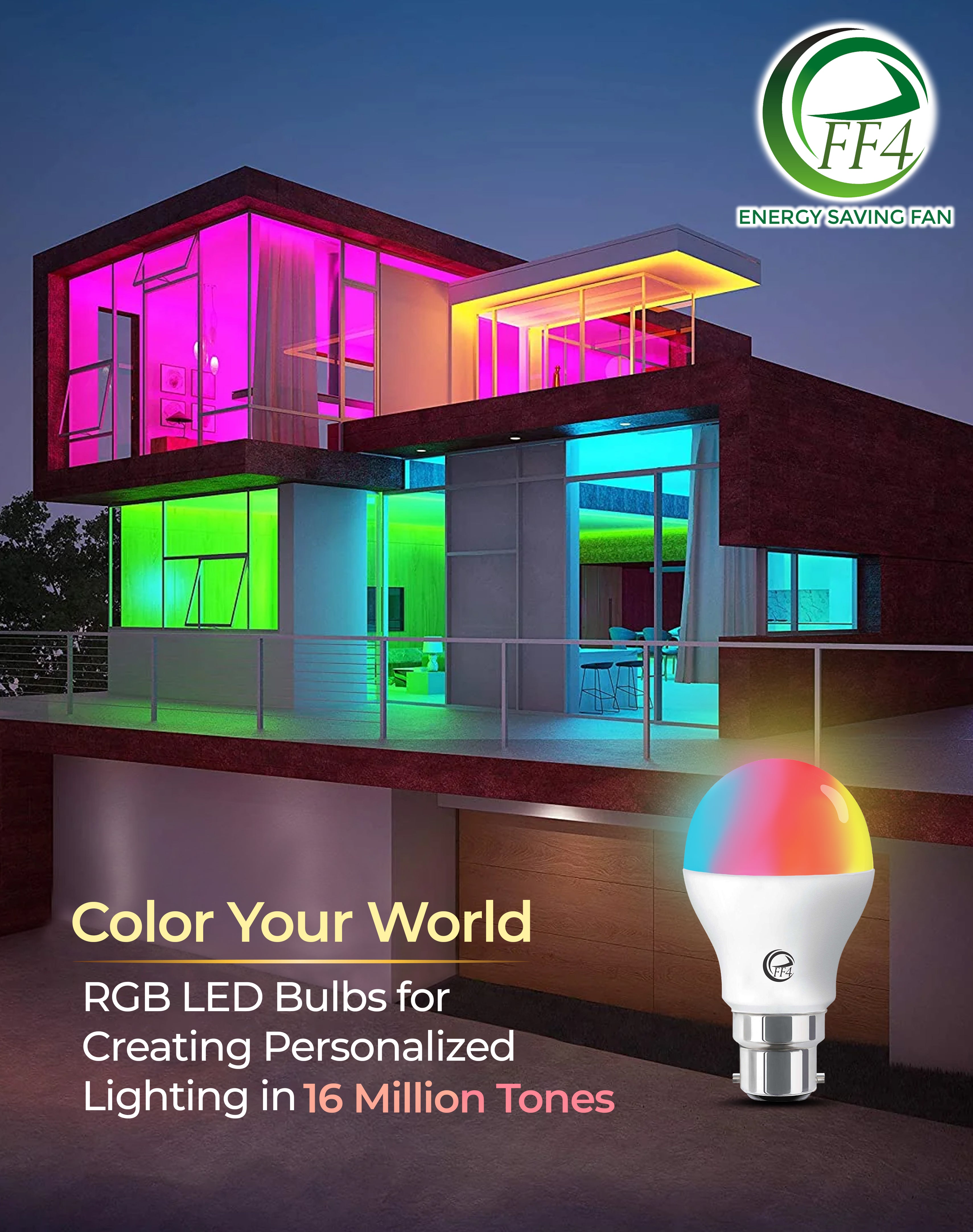 eFF4 A19 9-Watt Smart LED Color Changing App Control Bulb- Hundreds Color Option in 1 Bulb| Bulb for Home & Decoration Your Movie Nights or Parties