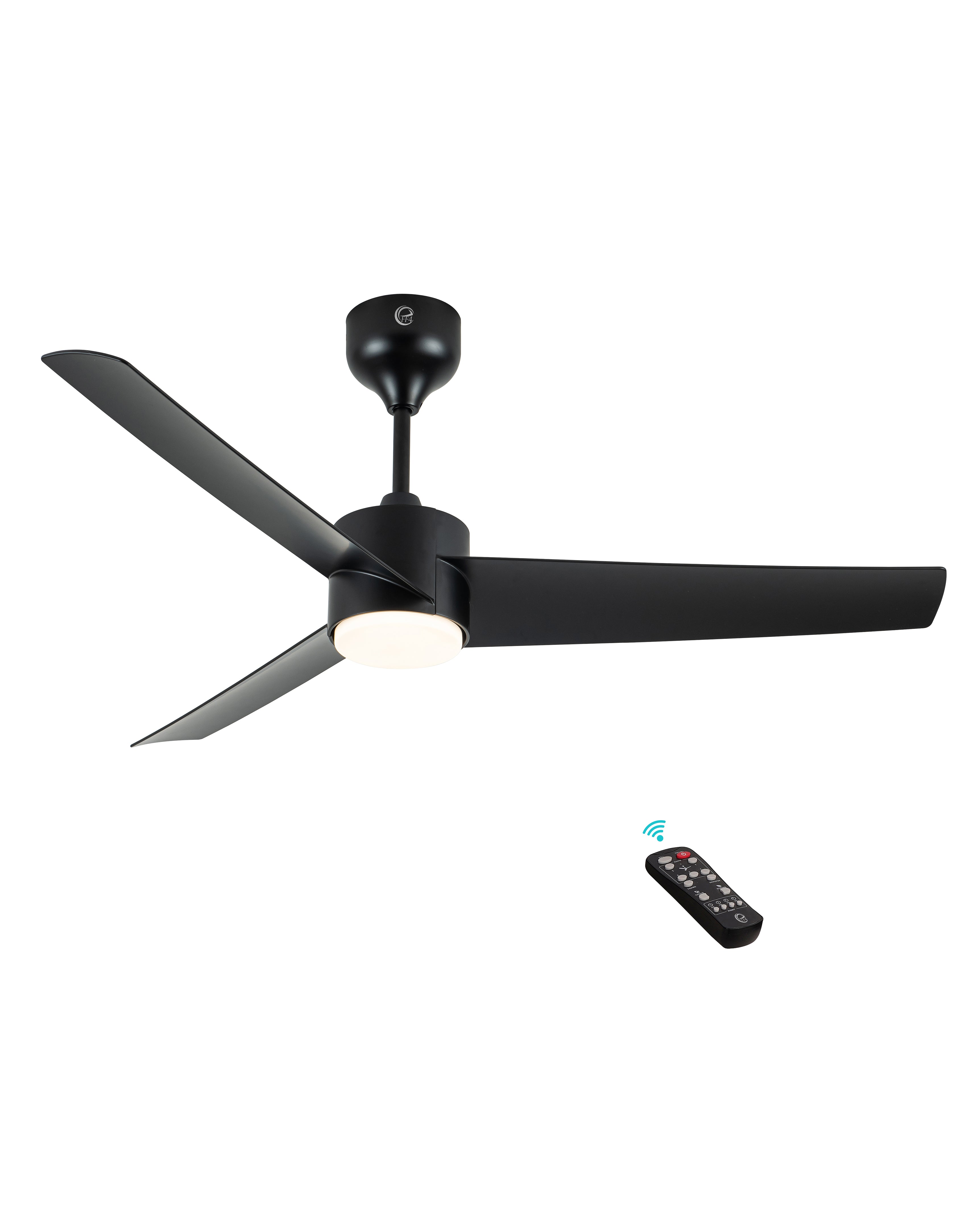 eFF4 Artistic+ 1320mm 3 blade 5 star BLDC ceiling Fan black with light & Aerodynamic ABS Blades and Remote Control, Black