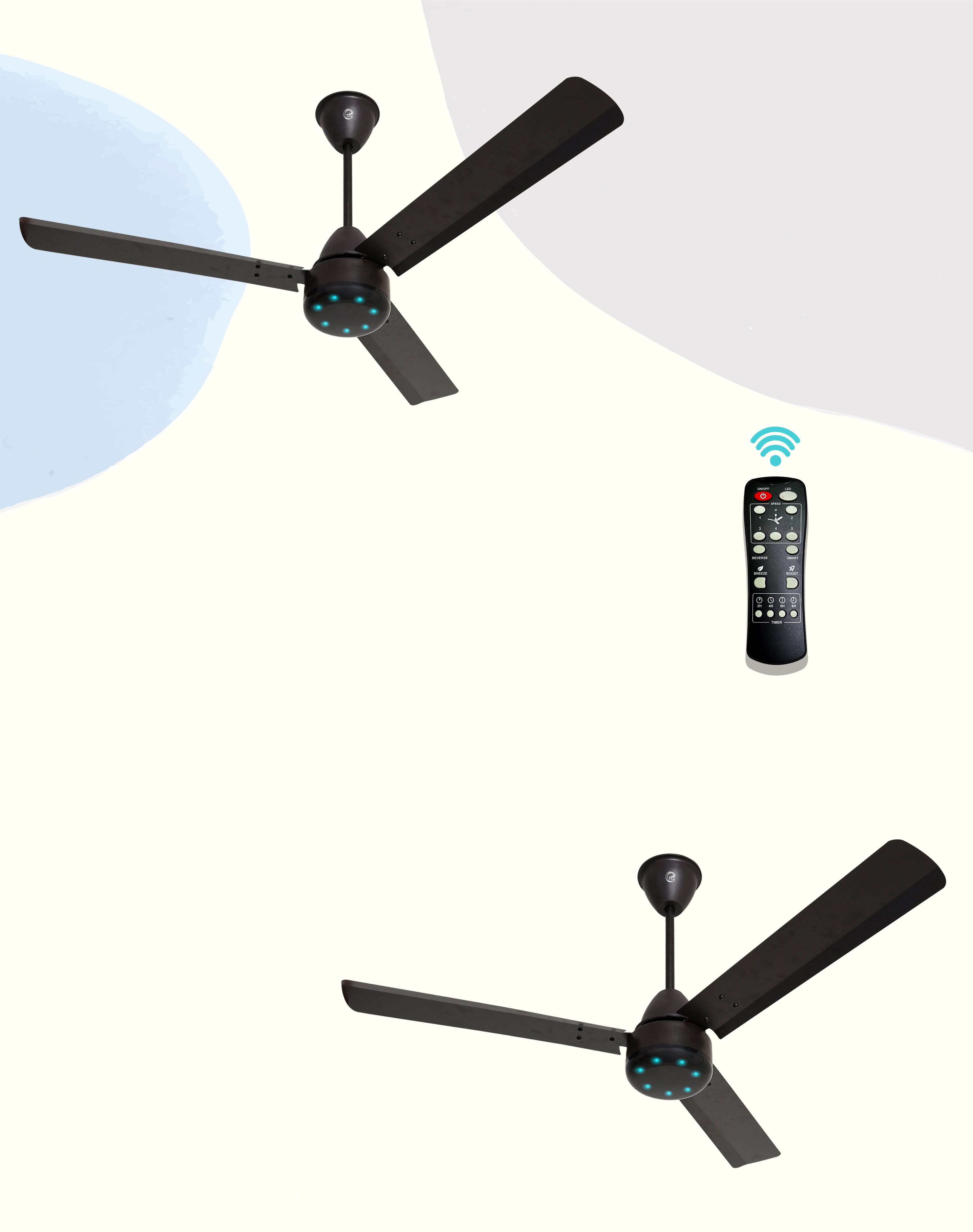 eFF4 Sino1200 mm 3 Blade 5 Star power Saving Ceiling fan with BLDC Motor | Remote control | Decorative Fan with Lights | High Air Flow (Modern)