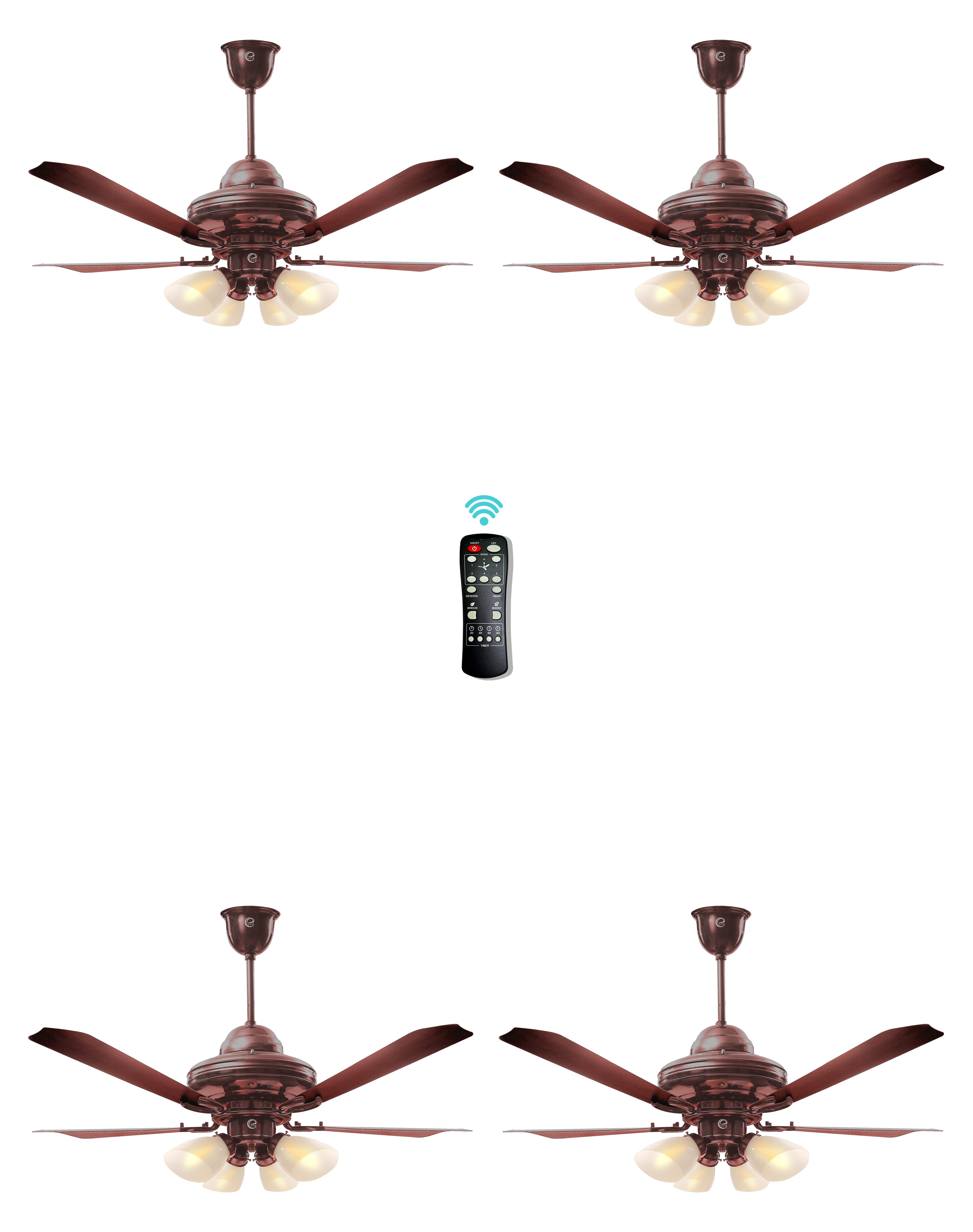 eff4 Atom 1200mm 4 star 4 blade 4 lights energy saving BLDC Ceiling fan With Remote (38W)