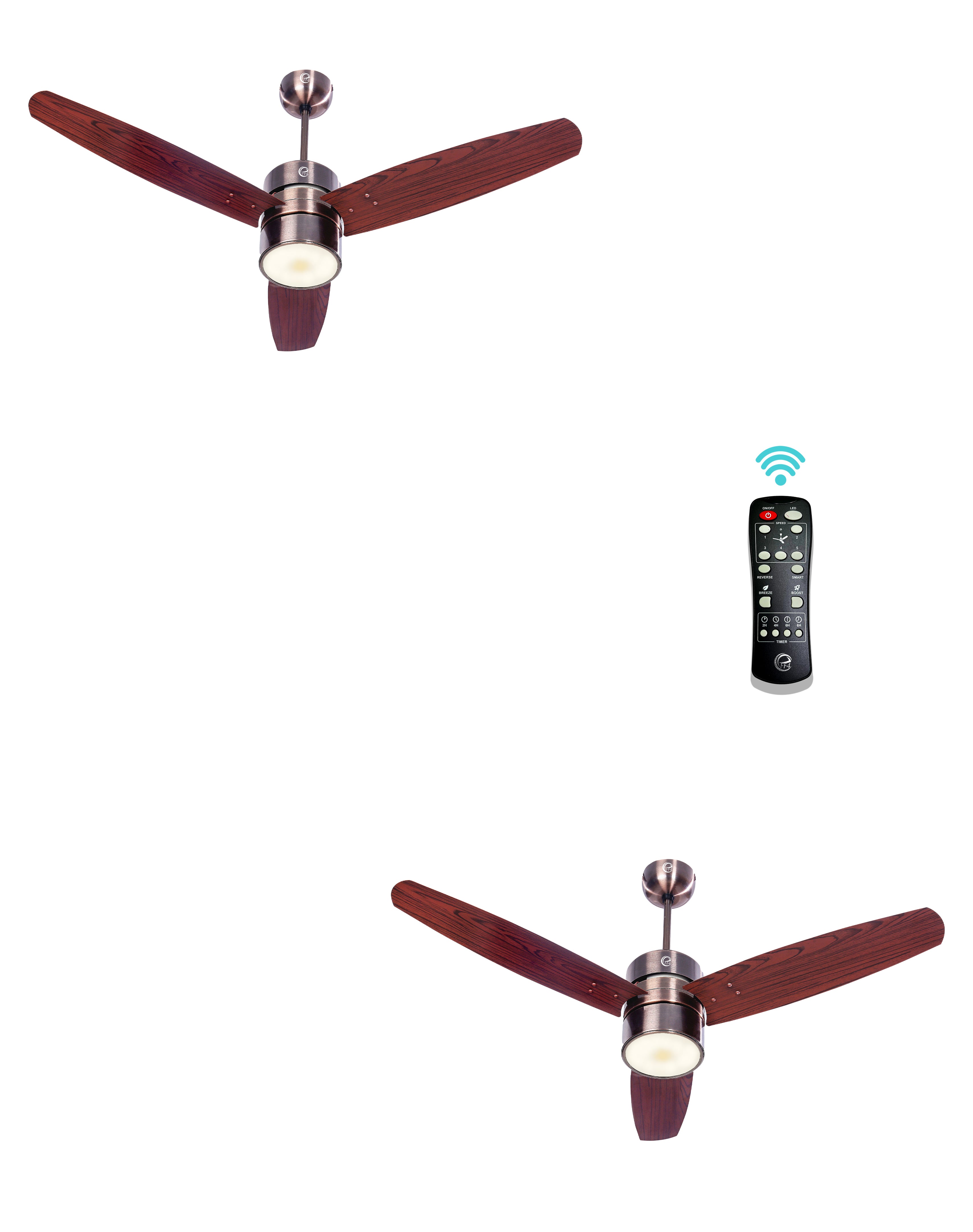 eFF4 Prosper 1200 mm 3 Blade 5 Star Ceiling Fan Remote Control with Light option (Brown, 30W)