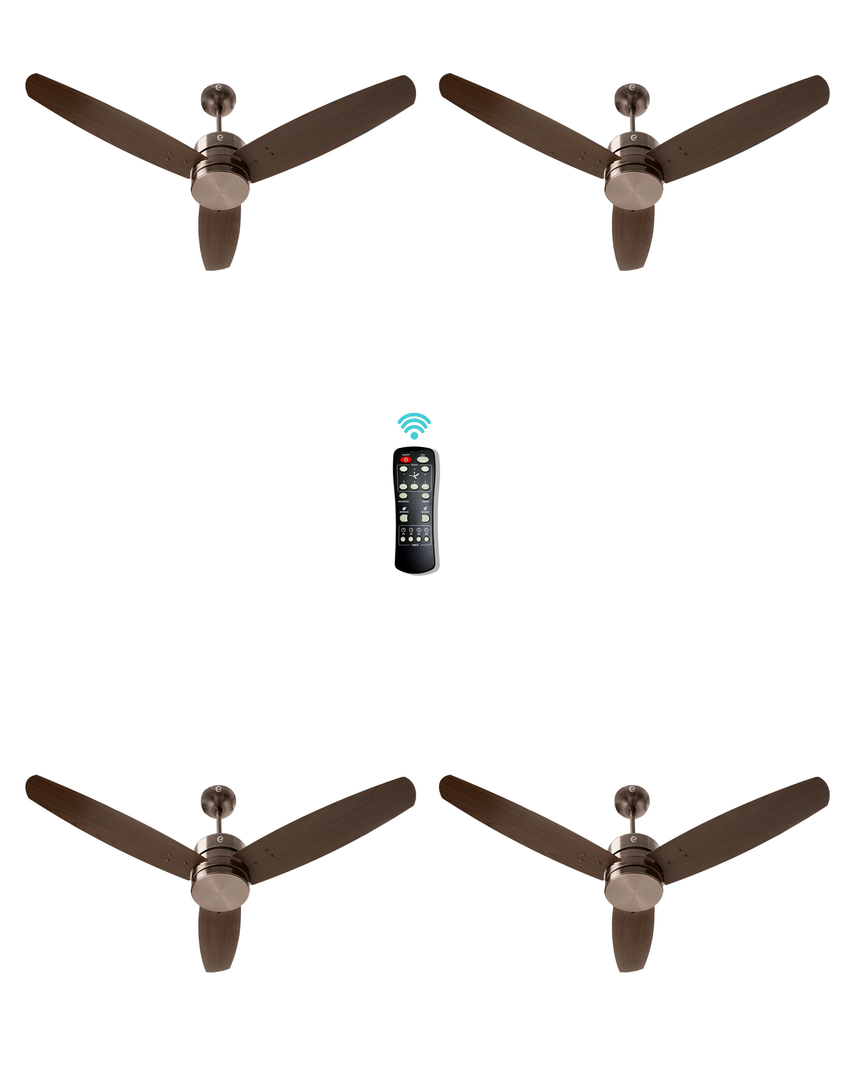 eFF4 Prosper 1200 mm 3 Blade 5 Star Ceiling Fan Remote Control with Light option (Brown, 30W)