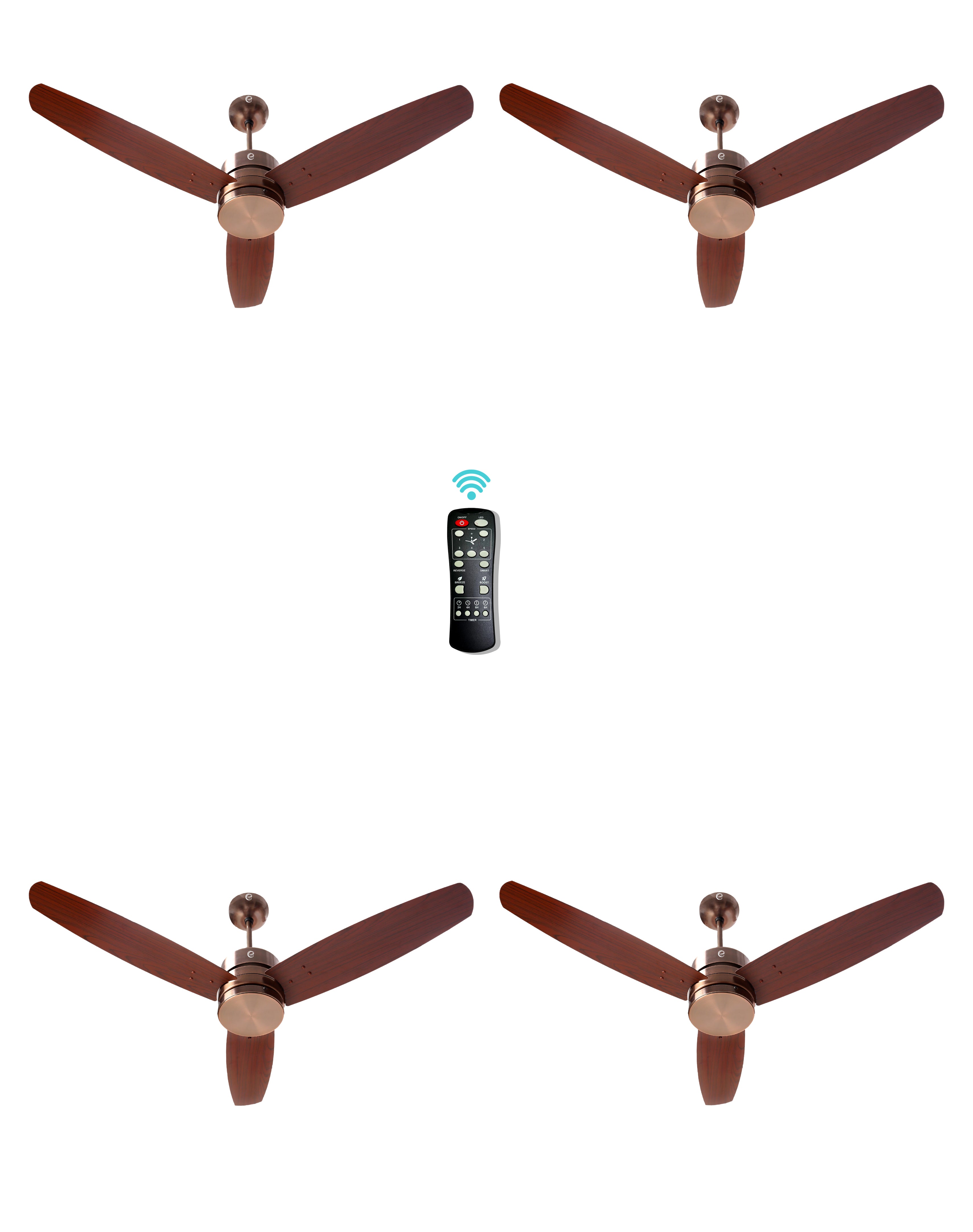 eFF4 Prosper 1200 mm 3 Blade 5 Star Ceiling Fan Remote Control with Light option (Brown, 30W)