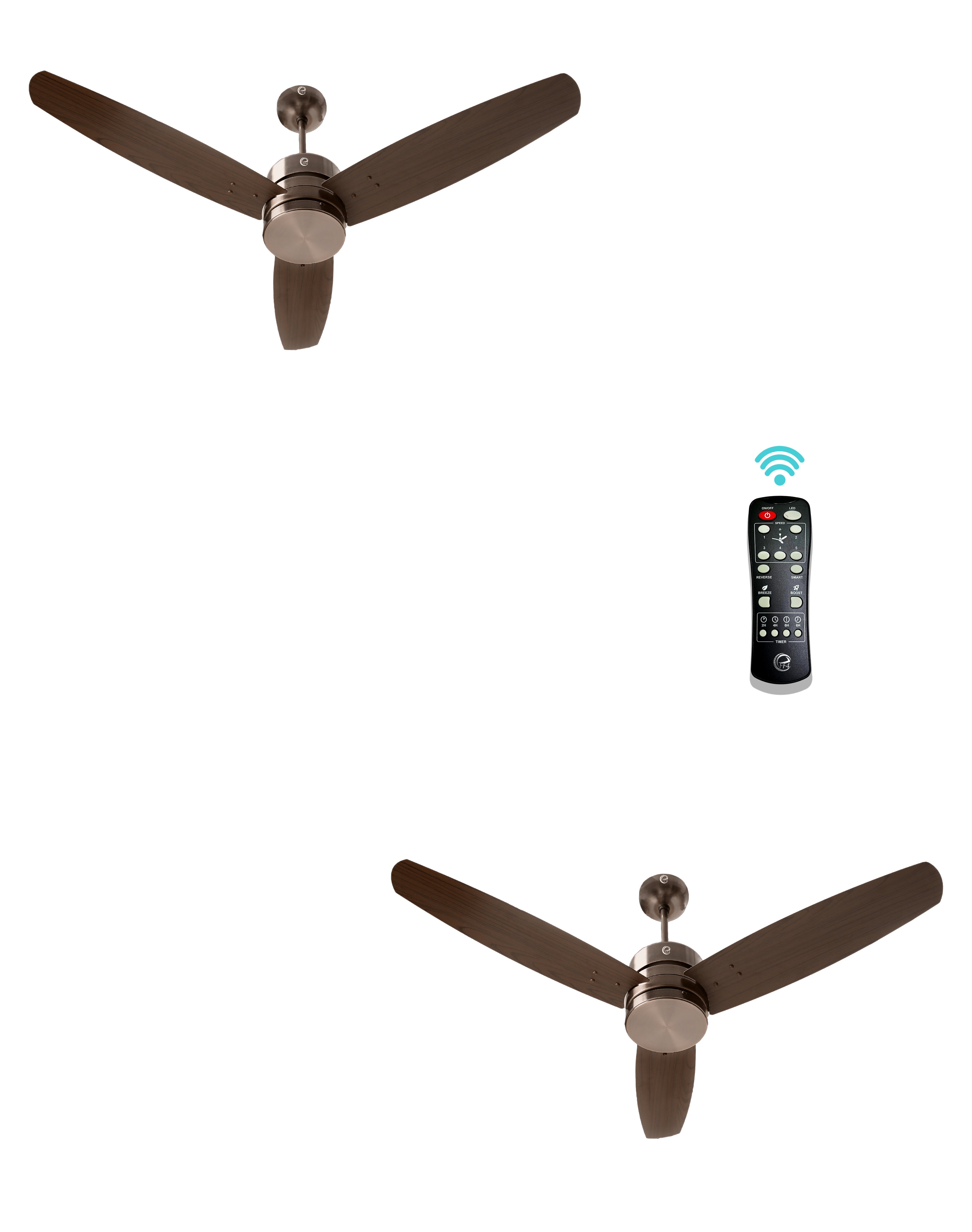 eFF4 Prosper 1200 mm 3 Blade 5 Star Ceiling Fan Remote Control with Light option (Brown, 30W)